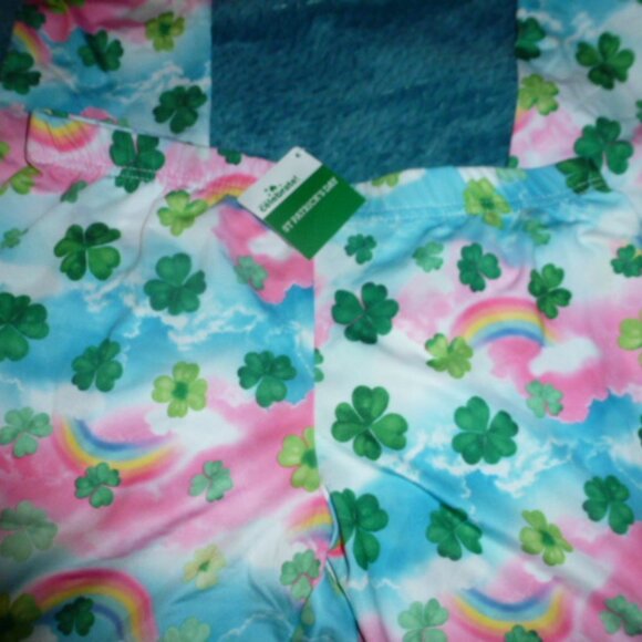 Celebrate Girls St. Patrick’s Day Leggings -XL(14-16) Green Shamrock Rainbow NEW - Picture 4 of 9